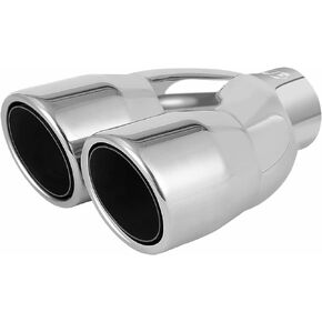 Black Dual Exhaust tip - 2.5" ID x 7"OD x 9"L - Double Wall Weld On Muffler Tail Pipe Stainless Steel Black Coated