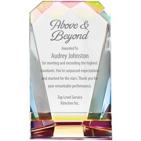 Engraved Pillar of Success Crystal Trophy