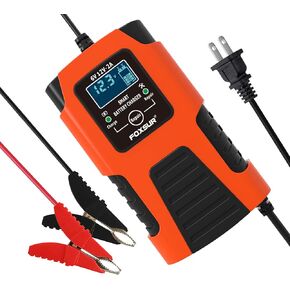 2-Amp Trickle Charger,3-Stage Motorcycle Battery Charger for Wet/Gel/SLA/Lead-Acid/AGM Batteries,6V and 12V Battery Charger & Maintainer,for Scooter ATV Tractor Jetski UTV Lawn Mower Ski-doo