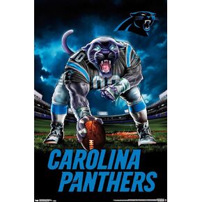 Trends International NFL Carolina Panthers - 3 Point Stance 19 Wall Poster, 14.725" x 22.375", Barnwood Framed Version