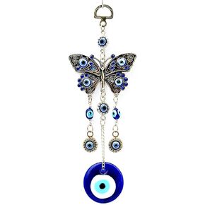 Turkish Blue Evil Eye with Butterfly Hanging Decoration Ornament (with a Betterdecor Pouch)-003