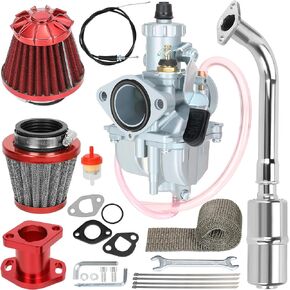 YOXUFA VM22 Carburetor Exhaust Pipe Muffler 212cc Stage 2 Performance Kit for Predator 212 224cc Coleman CT200U CT200U-EX BT200X KT196 Baja Warrior MB200 196cc 200cc 6.5hp Mini Bike Go Kart Parts