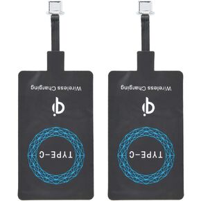 2 PCS Qi Wireless Charger Type-C Charging Receiver for Mobile Phone