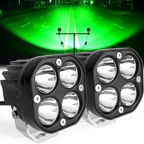 شريط إضاءة LED أخضر، 3 بوصة 40 وات مربع 12 فولت 24 فولت مقاوم للماء لصيد القوارب والصيد، أضواء كشاف مساعدة للقيادة على الطرق الوعرة للدراجات النارية (حزمة من 2)