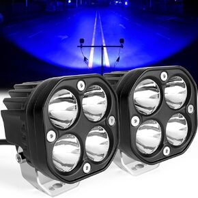 Waterproof Led Boat Lights, 3 Inch 12V 24V Blue Pods Light, Fishing Hunting Emergency Safety Signal Deck Trailer Truck lights, Dock Marine,Offroad Fog Driving Spotlights (Pack of 2)