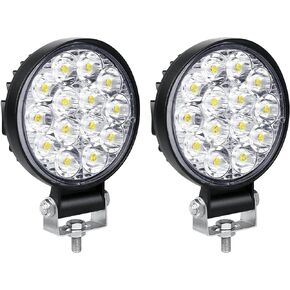 Willpower 2pcs 3.2 Inch 42W Mini Ultra Thin LED Work Light Spot Beam LED Pods Offroad Driving Lights 12V 24V Fog Lamps for Truck Tractor Boat 4x4 Car SUV ATV Excavator