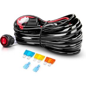 Nilight 14AWG Wiring Harness Kit - 1 Lead Heavy Duty 12V On-Off Switch Power 40 Amp Relay Blade Fuse for Off Road LED Work Light Bar, White