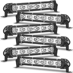 Hanaive 6 Packs 7 Inch Single Row Light LED Bar Pods Combo Beam Off Road Driving Lights Slim 18W 1800LM Waterproof Work Fog Light with Mounting Brackets Flood Spotlights for Truck Car Boat ATV UTV