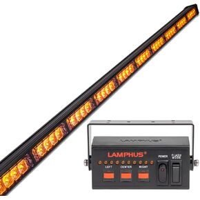 LAMPHUS SolarBlast 47" 40W Amber LED Traffic Advisor Light Bar [TA Controller] [48 Flash Modes] [IP 67 Waterproof] Directional Yellow Flashing Emergency Safety Light Bar for Trucks Vehicles