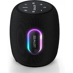 ZEALOT Bluetooth Speakers,360° Surround 75W Portable IP67 Wireless Bass Boost Speakers with Subwoofer,Bluetooth 5.2 Stereo Dual Pairing Speakers,Lights,50H Playtime for Home,Party,Gift (Black)