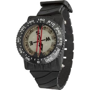 Italian Design 360° Ratcheted Rotating Bezel Scuba Diver Compass, Waterproof Oil Filled with Side-Window Compass