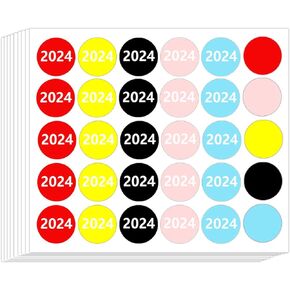 2024 Circle Dot Stickers,0.75 Inch 2024 Year Stickers Color Coded Filing Labels 2024 Year Tabs Organization Label Office Supplies,500 Pcs
