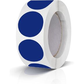 Round Stickers Blue 1 Inch Circle Labels Color Coding Dot Vinyl Floor Sticker Waterproof Removable Roll of 500