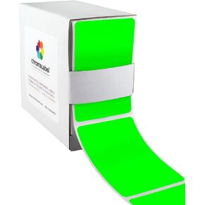 ChromaLabel 2 x 3 Inch Rectangle Labels, High Visibility Color Coded Labels, Rectangular Sticker Labels - 250 Adhesive Labels per Dispenser Box, Fluorescent Green Stickers
