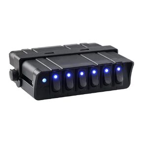 WATERWICH 6 Gang Rocker Switch Box 90Amp 12V On/Off SPST Rocker Switch Panel with LED Backlit Light for Ship Boat Yacht RV Camper Truck Car Vehicle
