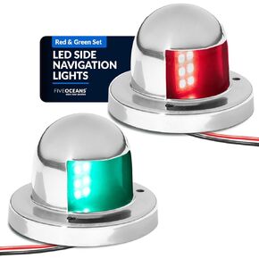 Five Oceans Boat Navigation Lights - LED Bow Light, Navigation Lights for Boats LED Red and Green, Boat Lights Navigation Horizontal Mount Sidelight, 12V, USCG Rules 2NM - FO4431-C1