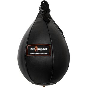 Pro Impact PU Leather Speed Bag – Pear Shaped Hanging Ball for Boxing, MMA & Muay Thai – Training Equipment for Doorway Hanging Ceiling – Boxer Accuracy Workout, Drills & Exercise – Punching Trainer