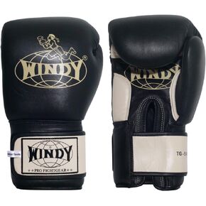 Leather Muay Thai Training Sparring Gloves, 12-Ounce, Black