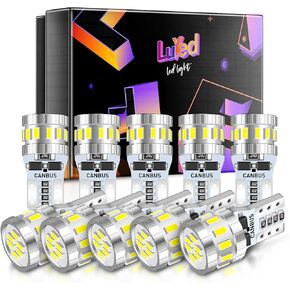 LUYED 168 194 LED Bulb Xenon White T10 2825 W5W 18-SMD 3014 Chipsets LED Replacement Bulbs Canbus Error Free for Dome Map Door Courtesy Trunk Parking License Plate Lights,Pack of 10