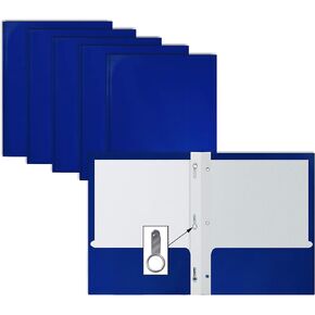 Better Office Products 25-Pack Glossy Blue 8.5 x 11-Inch File Folders with 3 Metal Prongs, Letter Size, 25/Pack