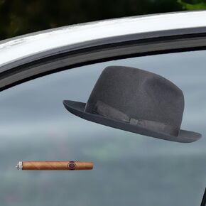 Fedora and Cigar Window Decal - Fedora and Cigar Funny Sticker for Car Truck Drivers Mens, Driving Fake with The Fedora Hat and Cigar Car Stickers