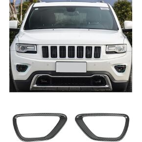 JeCar Front Fog Light Trim Cover Fog Lamp Bezel Exterior Accessories for Jeep Grand Cherokee 2014-2016, Carbon Fiber Finish