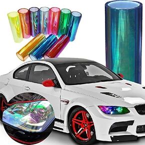 LED LIGHT 12 by 48 inches Self Adhesive Shiny Chameleon Headlights Tail Lights Fog Lights Films,Film Sheet Sticker,Tint Vinyl Film (12 X 48 Bright Green)