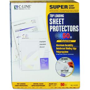C-Line Top Loading Super Heavyweight Poly Sheet Protectors, Clear, 11 x 8.5 Inches, 50 per Box (61003)