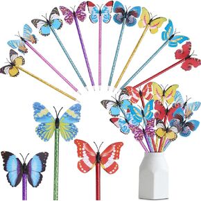 Leery 12 Pieces Butterfly Ballpoint Pens，0.5 mm Random Butterfly Black Ink Pens for School Office Supplies Home Decor Party Gift.