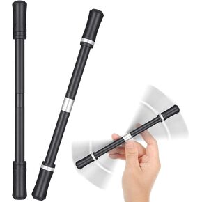 Outus 2 Pieces Spinning Pen Rolling Finger Rotating Pen Spinning Cool Pen Fidget Stick Spinner Mod Gaming Pens Pencil Finger Rolling for Kids Adults Student Office Supplies, Silver and Black