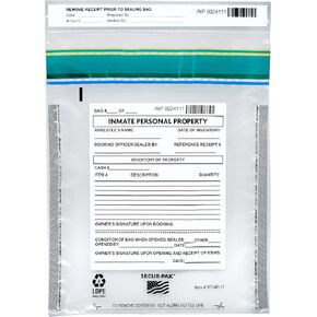 100pk Inmate Personal Property Bags, 9" x 12" - Premium, Level 4 Security Tamper Evidence Bags - Self Sealing, Transparent 2.5 Mil Coextruded Polyethylene