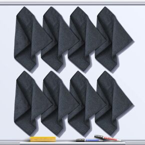 Gerrii 8 Pcs Magnetic Cleaning Cloth Dry Erasers for White Boards Compatible with Most Whiteboards Dry Erase Eraser Reusable Microfiber Cloth Eraser 12 x 12 Inch(Dark Gray)