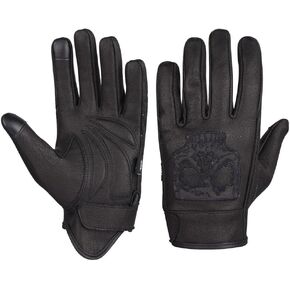 VL475SK Premium Leather Gel Palm Riding Gloves with Reflective Skull