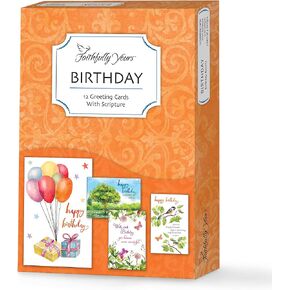 Designer Greetings Faithfully Yours Inspirational Birthday Boxed Card Assortment, Furry Friends with Biblical Scripture Verses (Box of 12 Greeting Cards with Envelopes)