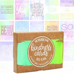 Global Printed Products Motivational Cards: 100 Inspirational, Kindness, Motivational and Quote Cards. Business Card Size - 2.5x3.5 inches (Pack of 100)