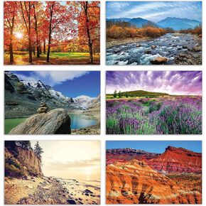 Better Office Products 50-Pack All Occasion Greeting Cards Box Set, 4 x 6 inch, 50 Assorted Blank Note Cards & 50 Envelopes, 6 Nature Photography Americana Designs, Blank Inside, 50 Pack