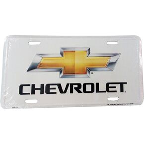 Chevy Bow Tie Logo License Plate (White)