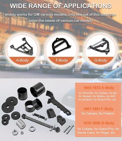 Upper & Lower Control Arm Bushing Removal and Installation Tool Service Set 85000009 Control Arm Bushing Press Kit Suitable for GM 1964-1972 A-Body, 1967-1981 F-Body, 1978-1988 G-Body in Saudi Arabia