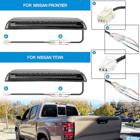 استبدال ضوء الفرامل الثالث LED لـ 2005-2023 Nissan Frontier D40 D41 بيك اب أحمر LED مركز الفرامل الثالث ارتفاع جبل مصباح إيقاف أبيض ضوء الكابينة البضائع المدخنة عدسة CHMSL in Saudi Arabia