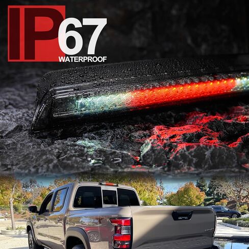 استبدال ضوء الفرامل الثالث LED لـ 2005-2023 Nissan Frontier D40 D41 بيك اب أحمر LED مركز الفرامل الثالث ارتفاع جبل مصباح إيقاف أبيض ضوء الكابينة البضائع المدخنة عدسة CHMSL in Saudi Arabia
