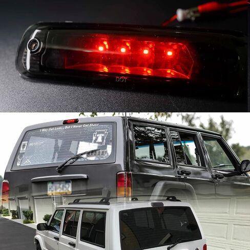 NSLUMO Led استبدال ضوء الفرامل الثالث لـ J-eep 1997-2001 شيروكي XJ LED مركز الفرامل الثالث ارتفاع جبل وقف مصباح عدسة مدخنة أحمر CHMSL in Kuwait