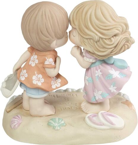 Precious Moments Couple on The Beach Figurine | Love is Deeper Than The Ocean Bisque Porcelain Figurine | Wedding Gift | Anniversary, Valentine's Day Gift | Hand-Painted in Saudi Arabia