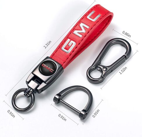 Kevisy Genuine Leather Car Keychain for GMC Sierra Denali Canyon Terrain Yukon Jimmy Acadia,Car Key Chain Ring Accessories for Men and Woean Red in Kuwait