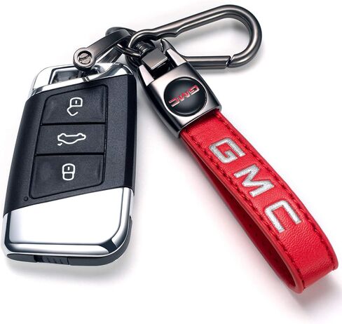 Kevisy Genuine Leather Car Keychain for GMC Sierra Denali Canyon Terrain Yukon Jimmy Acadia,Car Key Chain Ring Accessories for Men and Woean Red in Kuwait