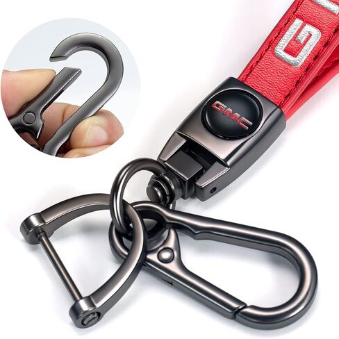 Kevisy Genuine Leather Car Keychain for GMC Sierra Denali Canyon Terrain Yukon Jimmy Acadia,Car Key Chain Ring Accessories for Men and Woean Red in Kuwait