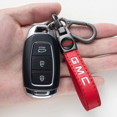 Kevisy Genuine Leather Car Keychain for GMC Sierra Denali Canyon Terrain Yukon Jimmy Acadia,Car Key Chain Ring Accessories for Men and Woean Red in Kuwait