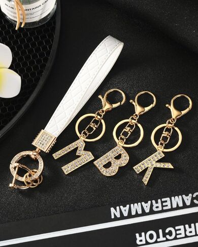 Letter Leather Wristlet Keychain Car Keys Keychain Bracelet Keychain Large Keychain for Girl Woman Personalized Gift in Kuwait