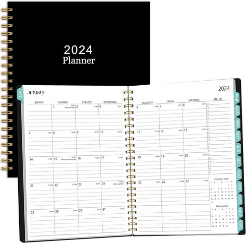 Planner 2024-2024 Academic Weekly Monthly Planner 8.5x11 Daily Agenda Academic Yearly Planner,12 Monthly Tabs, Calendar, Inner Pocket, Flexible Cover,Twin-Wire Binding in Saudi Arabia