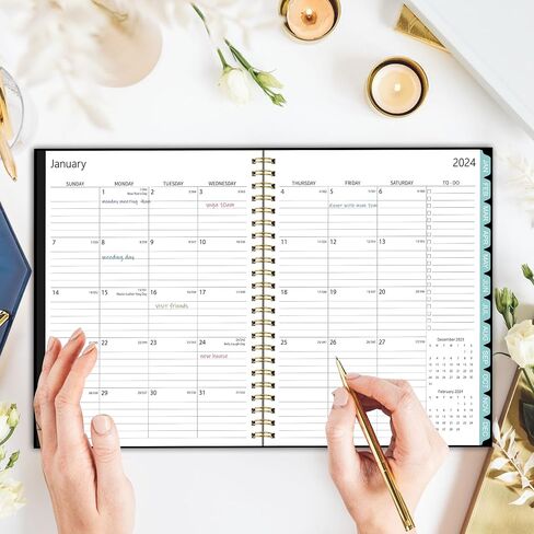 Planner 2024-2024 Academic Weekly Monthly Planner 8.5x11 Daily Agenda Academic Yearly Planner,12 Monthly Tabs, Calendar, Inner Pocket, Flexible Cover,Twin-Wire Binding in Saudi Arabia