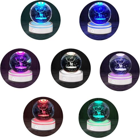 LED Light Base, 6 Colors LED Display Base for Crystals Glass Art,Show Stand with Sensitive Touch Switch for 3D Crystal Glass Art Silver Round in Saudi Arabia